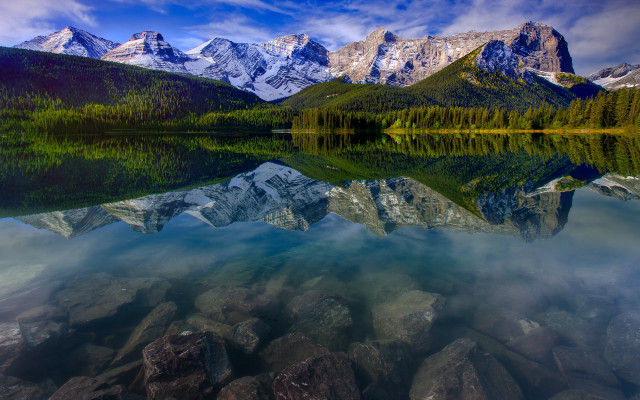Mountain lake reflection forest sky #4 free wallpaper - medium preview image
