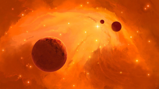 Star planet space orange moon free wallpaper - medium preview image