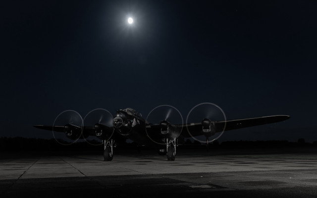 Night moon plane atmospheric portrait free wallpaper - medium preview image