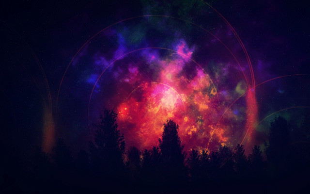Colorful sky aurora moon galaxy free wallpaper - medium preview image