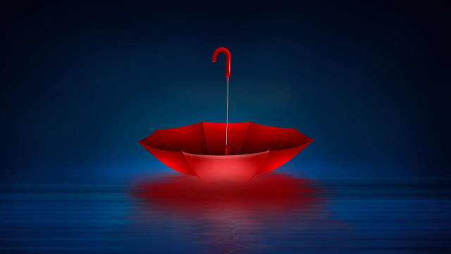 Red umbrella floating water blue free wallpaper - medium preview image
