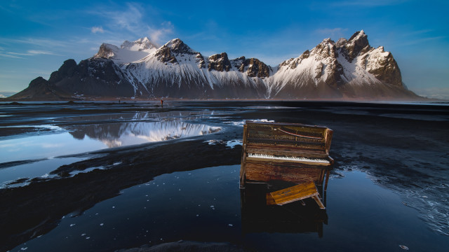 Piano lake mountains clouds blue free wallpaper - medium preview image