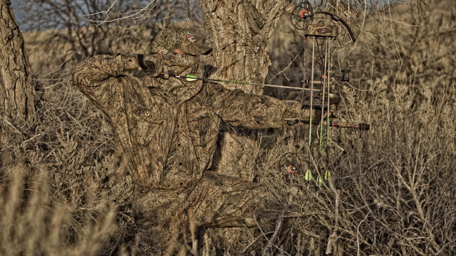 Camouflage man bow arrow wooded free wallpaper - medium preview image