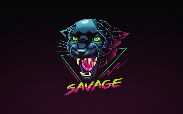 Blackpanther savage neonbackground glowingsynthwave vegacat free wallpaper - medium preview image