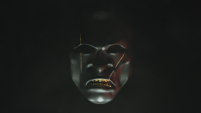 Creepy mask yellow light digital free wallpaper - medium preview image