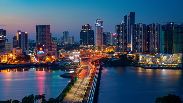 City skyline river bridge night #7 free wallpaper - medium preview image