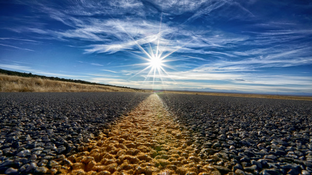 Road rocks sky sunset ocean free wallpaper - medium preview image