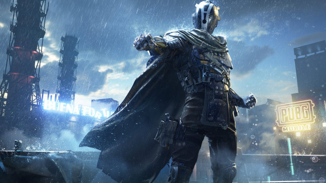 Man suit cape rainy city free wallpaper - medium preview image