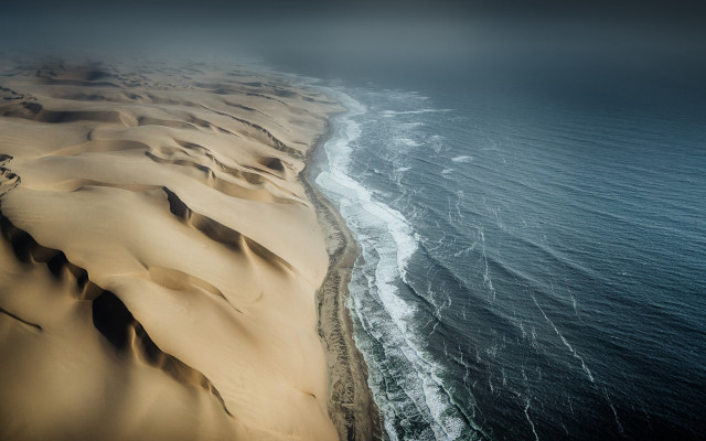 Sand dunes ocean waves beach free wallpaper - medium preview image