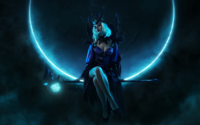 Woman sitting plane moon glowing free wallpaper - medium preview image