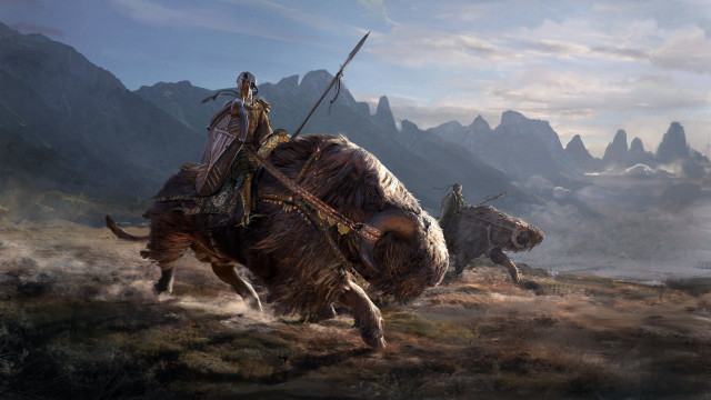 Mountain horseman spear epic fantasy free wallpaper - medium preview image