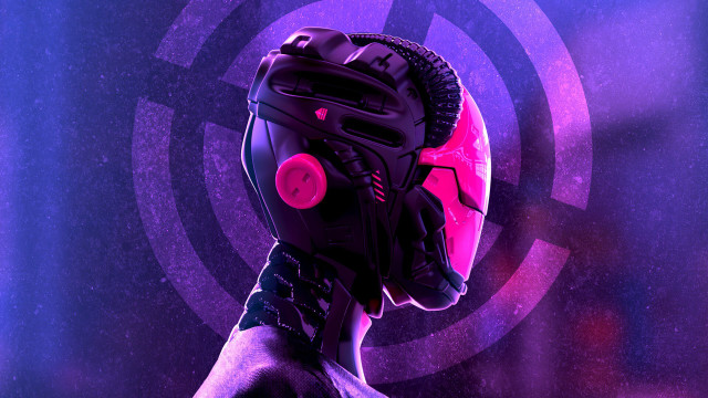 Helmet headphones purple background circular free wallpaper - medium preview image