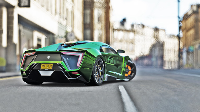 Green sports car city street #5 free wallpaper - medium preview image
