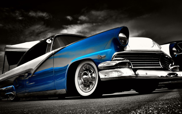 Blue white car stylized photorealism free wallpaper - medium preview image