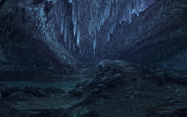 Cave ice water man hanging free wallpaper - medium preview image