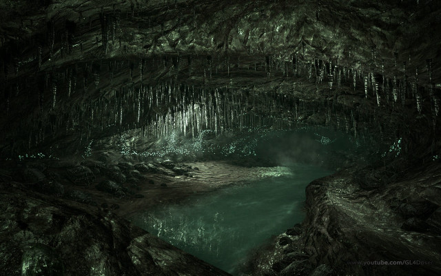 Cave stream entrance icicles water free wallpaper - medium preview image