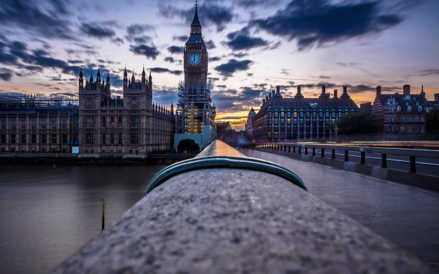 City clocktower river sunset architecture free wallpaper - medium preview image