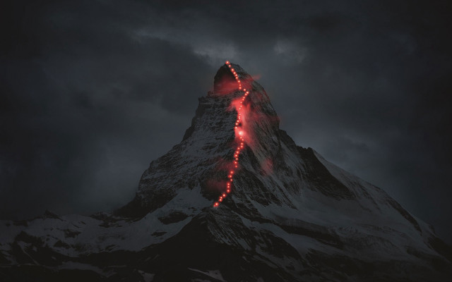 Mountain redlight trail landart clouds free wallpaper for desktop - medium preview image