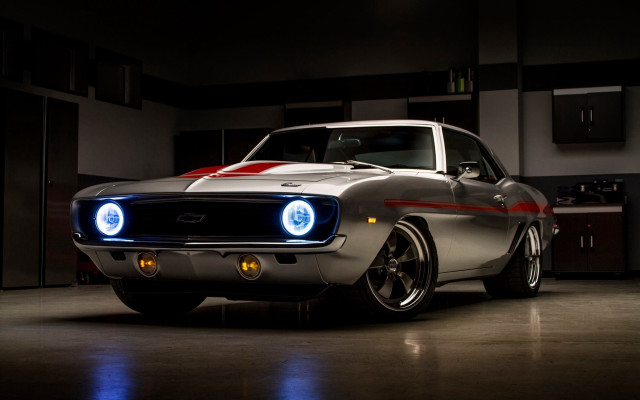Red stripe car garage photorealistic free wallpaper - medium preview image