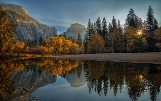 Mountain lake forest sunset nature #3 free wallpaper - medium preview image
