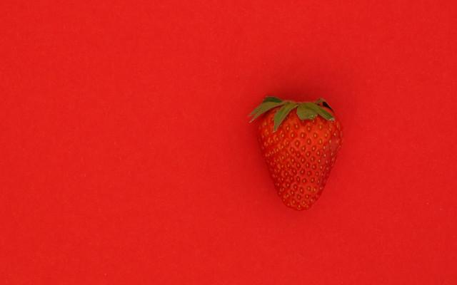 Strawberry red background green stem free wallpaper - medium preview image