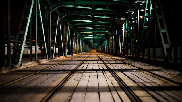 Train tunnel green light walking free wallpaper - medium preview image