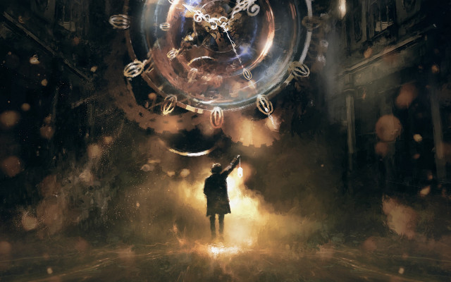 Dark alley clock fantasy planet free wallpaper - medium preview image