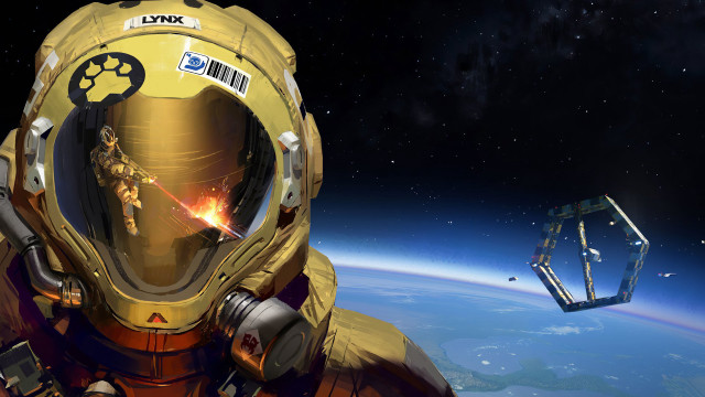 Space station astronaut aurora fireworks free wallpaper - medium preview image