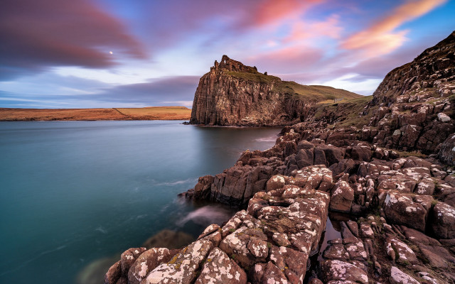 Rocky cliff water mountain cloudy #2 free wallpaper - medium preview image