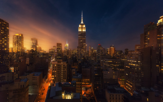 City skyline night tall building free wallpaper - medium preview image