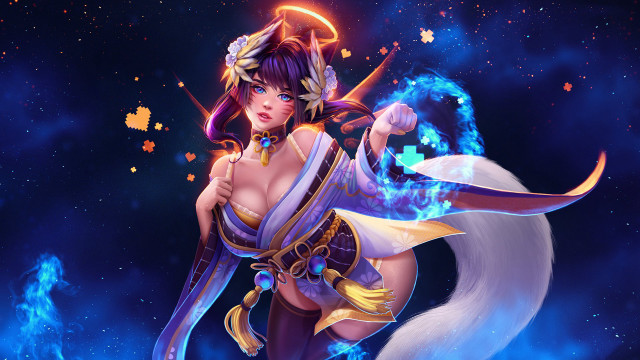 Furry astronaut aurora fireworks magic free wallpaper - medium preview image
