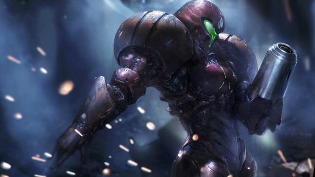 Robot gun dark room green free wallpaper - medium preview image