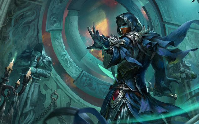 Blue suit man sword demon free wallpaper - medium preview image