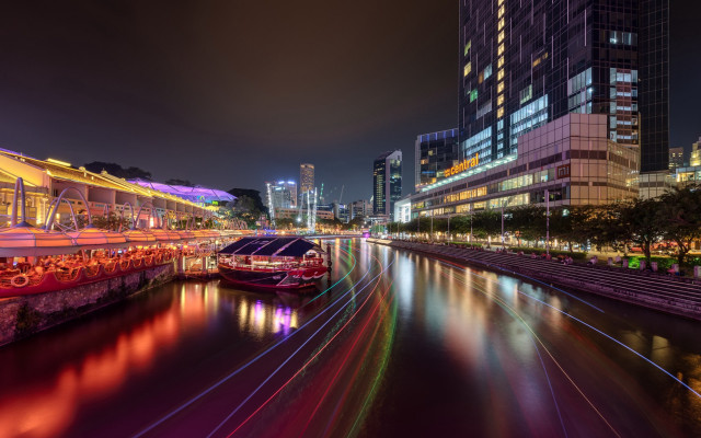 Tokyo river cityscape night neon free wallpaper - medium preview image
