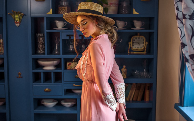Elina karimova pink dress hat free wallpaper - medium preview image