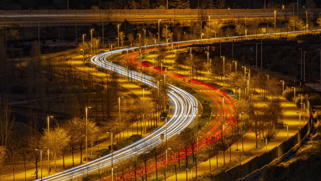 Long exposure highway night cityscape free wallpaper - medium preview image