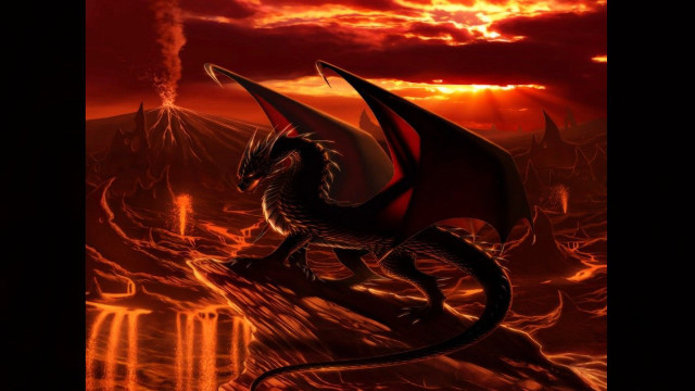 Dragon sunset rock red sky free wallpaper - medium preview image