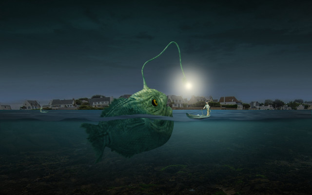 Fish tailing night light surreal free wallpaper - medium preview image