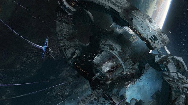 Sci fi space aurora cityscape #2 free wallpaper - medium preview image