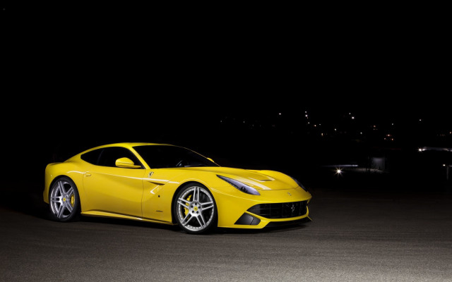 Yellow sports car night city #4 free wallpaper - medium preview image