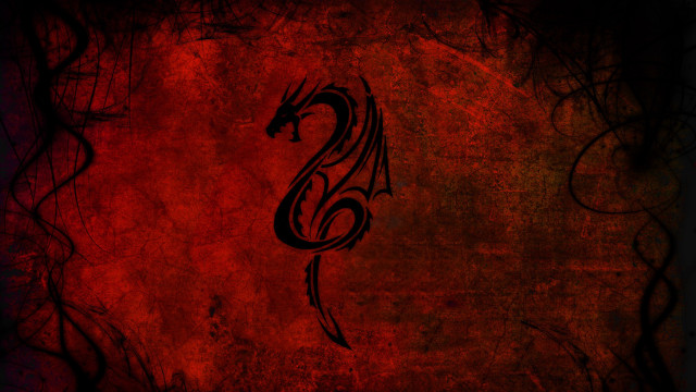 Dragon red background black lines #2 free wallpaper - medium preview image