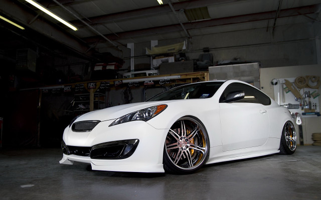 White car garage tires rims free wallpaper - medium preview image