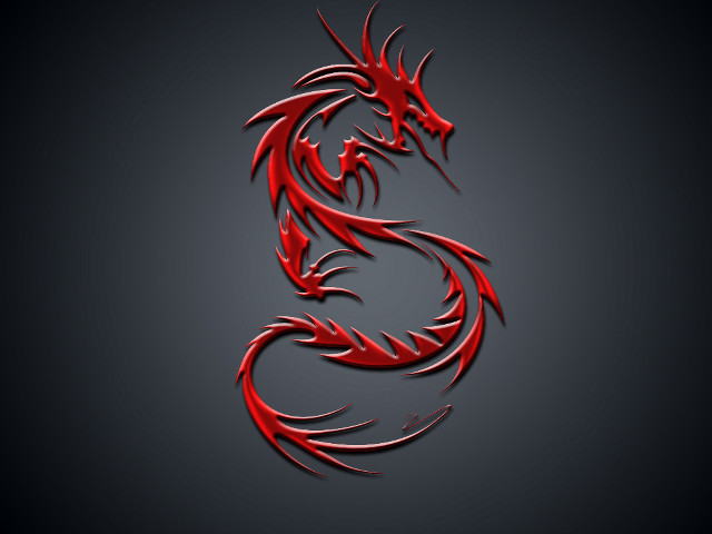 Red dragon black background shadow free wallpaper - medium preview image