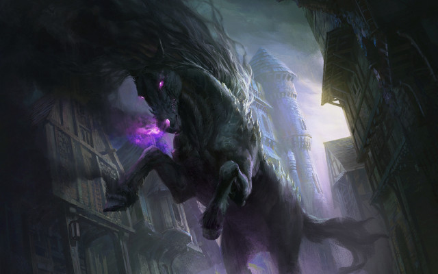 Purple light creature city architecture free wallpaper - medium preview image