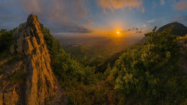 Sunset mountain valley forest lake free wallpaper - medium preview image
