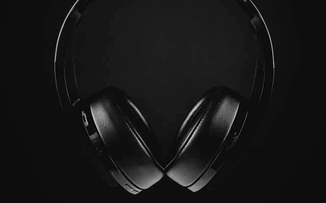 Headphones black surface dark circular free wallpaper - medium preview image