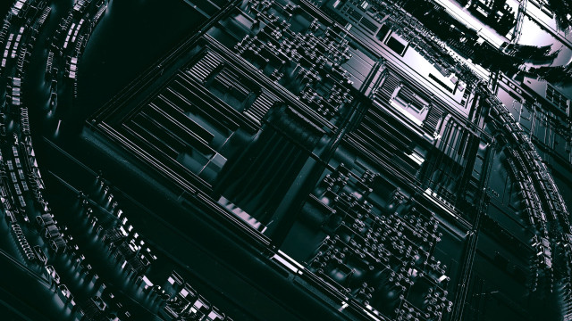 Processor wires clock cityscape ambient free wallpaper - medium preview image