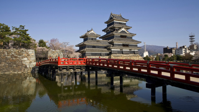 Red bridge japan cityscape shrine free wallpaper - medium preview image