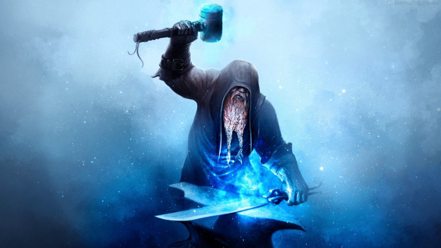 Fantasy sword glowing light skull free wallpaper - medium preview image