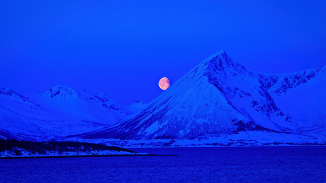 Full moon mountain range night #3 free wallpaper - medium preview image